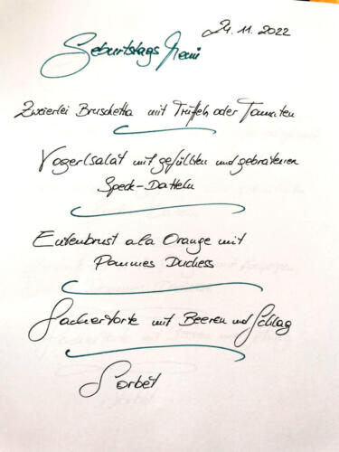 Geburtstags-Menü