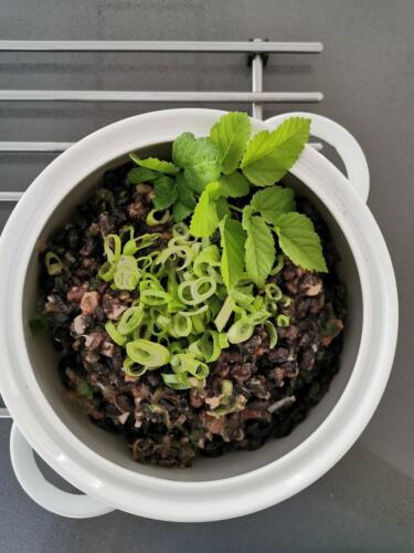Schwarzer Bohnensalat mit wilden Kriecherln